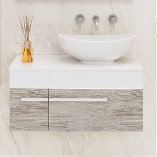 Тумба с раковиной Runo Вудлайн 85, скандинавский дуб, раковина Гамма 56