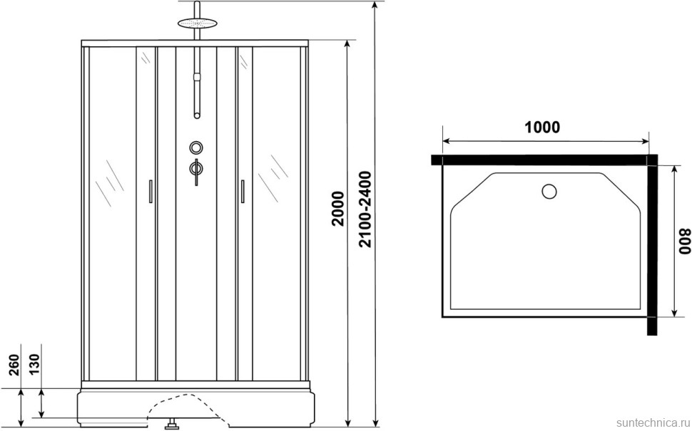 Душевая кабина Niagara Classic NG-33084-14QBKTG 100х80 см, без крыши, с гидромассажем и тропическим душем