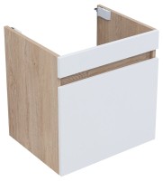 Тумба под раковину без столешницы Aquanet Оптима 50 подвесная, дуб светлый, белый сатин