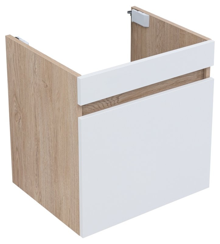 Тумба под раковину без столешницы Aquanet Оптима 50 подвесная, дуб светлый, белый сатин