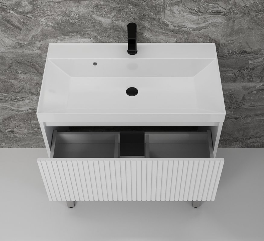 Тумба с раковиной Style Line Стокгольм 80 напольная, белый рифленый софт