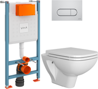 Комплект Унитаз подвесной VitrA Berg 5507B003-6280 с микролифтом + Инсталляция V-Fix Core 732-5800-01 с кнопкой смыва Root R 740-2280 хром