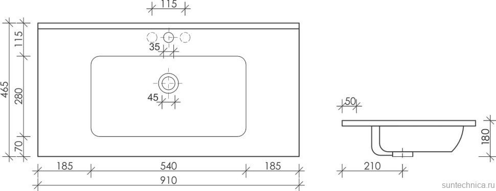 Тумба с раковиной Sancos Snob R 90 doha soft, раковина CN7002MB