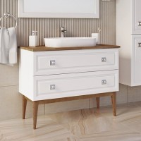 Тумба под раковину со столешницей ASB-Woodline Каталина 100 слоновая кость