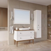 Тумба под раковину со столешницей ASB-Woodline Каталина 100 слоновая кость