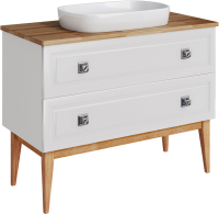 Тумба под раковину со столешницей ASB-Woodline Каталина 100 слоновая кость