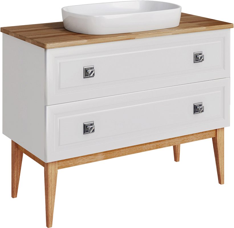 Тумба под раковину со столешницей ASB-Woodline Каталина 100 слоновая кость