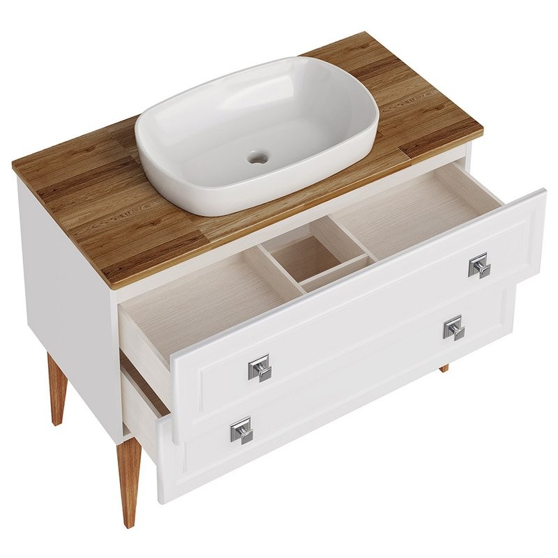 Тумба под раковину со столешницей ASB-Woodline Каталина 100 слоновая кость