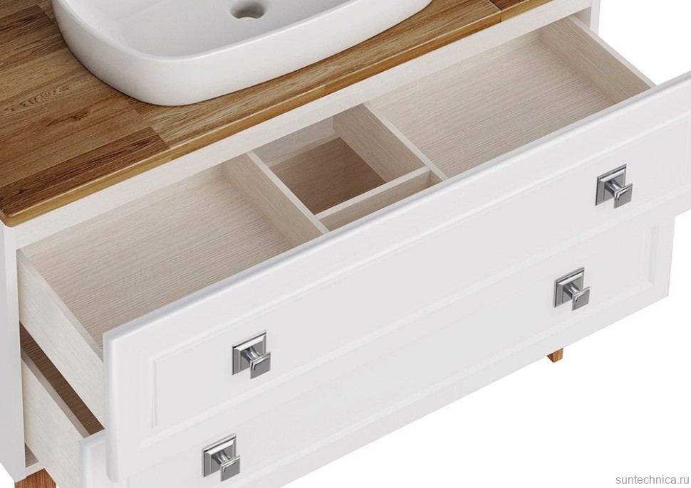 Тумба под раковину со столешницей ASB-Woodline Каталина 100 слоновая кость