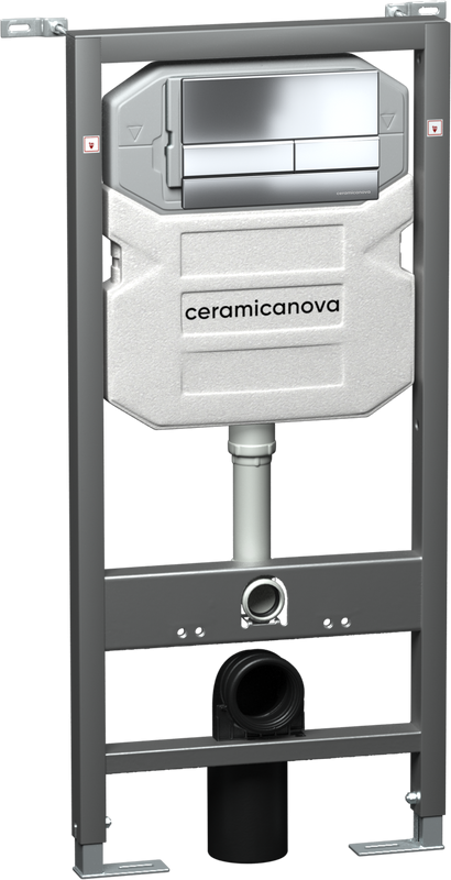 Комплект Унитаз подвесной Ceramicanova Balearica CN6000 безободковый, с микролифтом + Инсталляция Envision CN1002CH + Кнопка Flat, хром