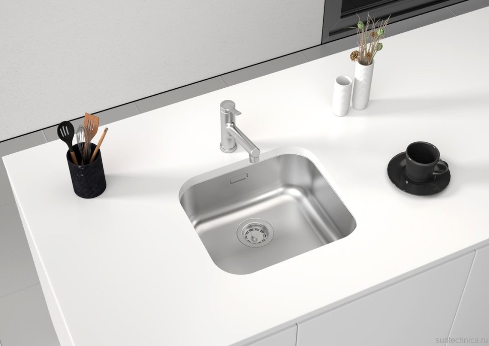 Комплект Мойка Paulmark Vello VE48-BS сталь + Измельчитель Intenso