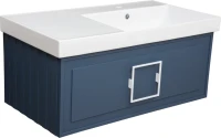Тумба с раковиной La Fenice Cubo 90 R синяя, ручка белая