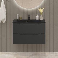 Тумба с раковиной BelBagno Marino 80 подвесная, nero lucido, черная раковина