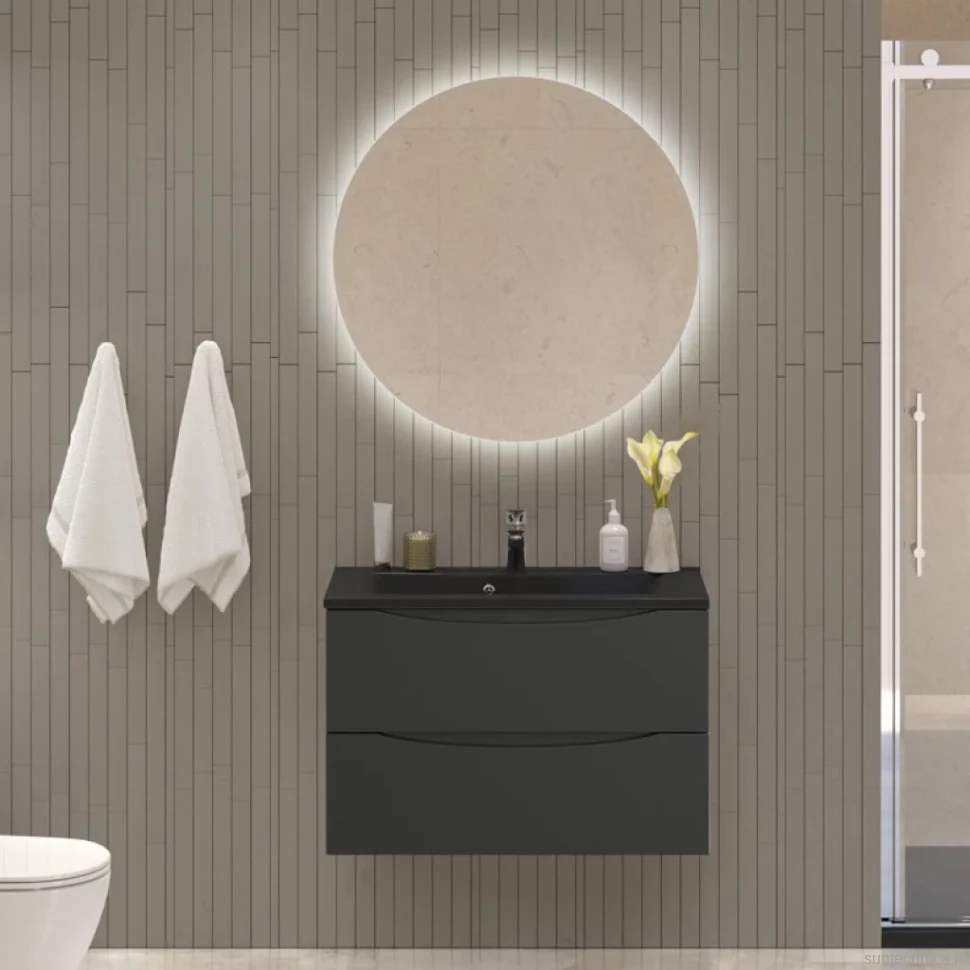Тумба с раковиной BelBagno Marino 80 подвесная, nero lucido, черная раковина