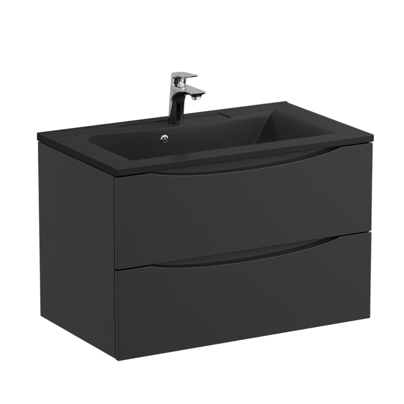 Тумба с раковиной BelBagno Marino 80 подвесная, nero lucido, черная раковина