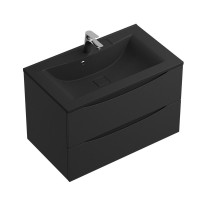 Тумба с раковиной BelBagno Marino 80 подвесная, nero lucido, черная раковина