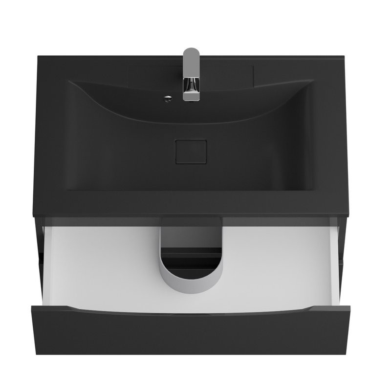 Тумба с раковиной BelBagno Marino 80 подвесная, nero lucido, черная раковина