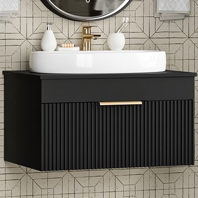 Тумба с раковиной Brevita Enfida 70 подвесная, черная