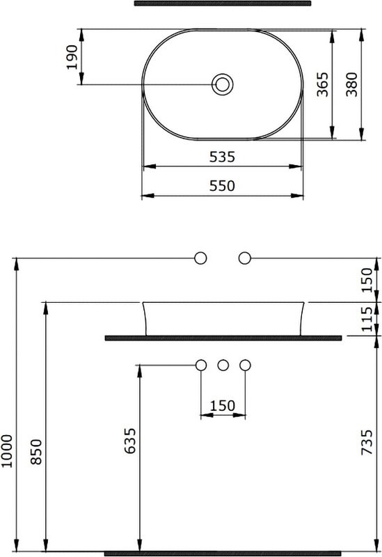 Накладная раковина Berges Ego SL 55x38 матовая серая