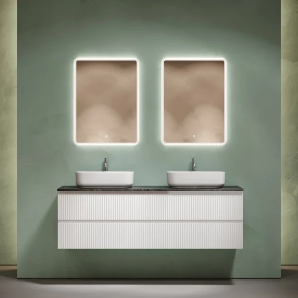 Мебель для ванной комнаты Sancos Snob R 160 bianco, столешница черный мрамор TT160A1X, раковина CN5043