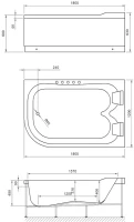 Акриловая ванна Royal Bath Norway RB331100K-R R 180x120 см, угловая, правая, пристенная, белая, асимметричная, с каркасом, для двоих