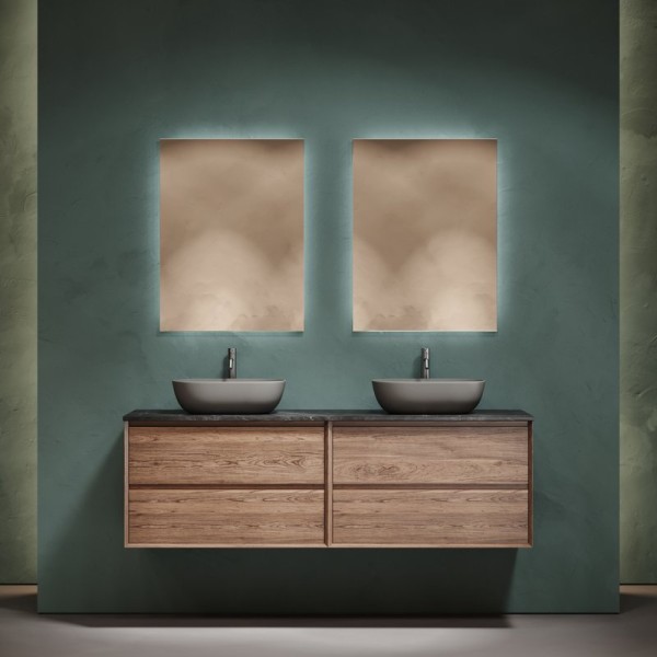 Мебель для ванной комнаты Sancos Marmi 2.0 160 дуб чарльстон, столешница черный мрамор TT160A1X, раковина CN6009MH