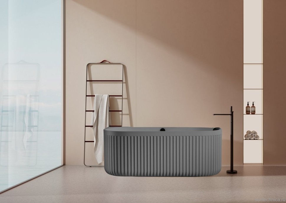 Ванна из искусственного камня AltroBagno Fabiana 090209 170x80 см, пристенная, овальная, на ножках, с донным клапаном, с подголовником