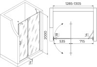 Душевая дверь в нишу RGW Hotel HO-014-Gg 1300х2000 профиль серый, стекло прозрачное