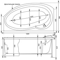 Акриловая ванна Aquanet Jersey 00205405 L 170x100 см, угловая, левая, пристенная, белая, асимметричная, с каркасом