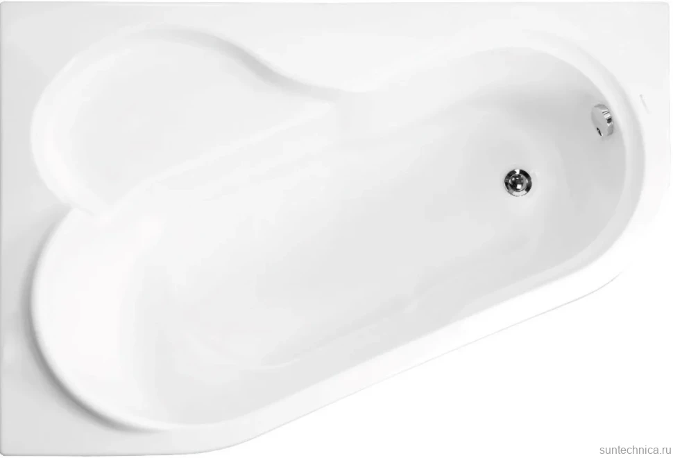 Акриловая ванна Vagnerplast Selena L 145x100 см, угловая, левая, пристенная, ультрабелая, асимметричная, с каркасом
