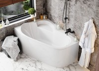 Акриловая ванна Vagnerplast Selena L 145x100 см, угловая, левая, пристенная, ультрабелая, асимметричная, с каркасом
