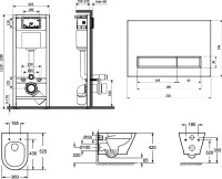 Комплект Lavinia Boho Унитаз подвесной Elegant Rimless 3308101R + Крышка-сиденье Elegant 33290700 с микролифтом + Инсталляция RelFix 38010010 + Кнопка RelFix 3805001W белая