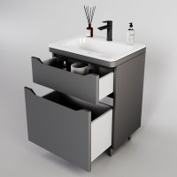 Тумба с раковиной Style Line Марелла 70 напольная, серая