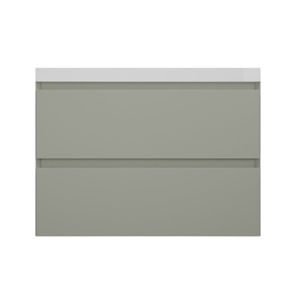 Тумба подвесная "Манхэттен 80" ЭМАЛЬ, под раковину ASTI, 2 ящика, PLUS, олива