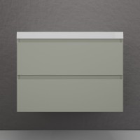 Тумба подвесная "Манхэттен 80" ЭМАЛЬ, под раковину ASTI, 2 ящика, PLUS, олива