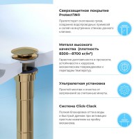 Комплект Накладная раковина Lavinia Boho Bathroom Sink Slim 33311005 + Донный клапан Wellsee Drainage System 182141000 золото + Сифон 182106000 золото