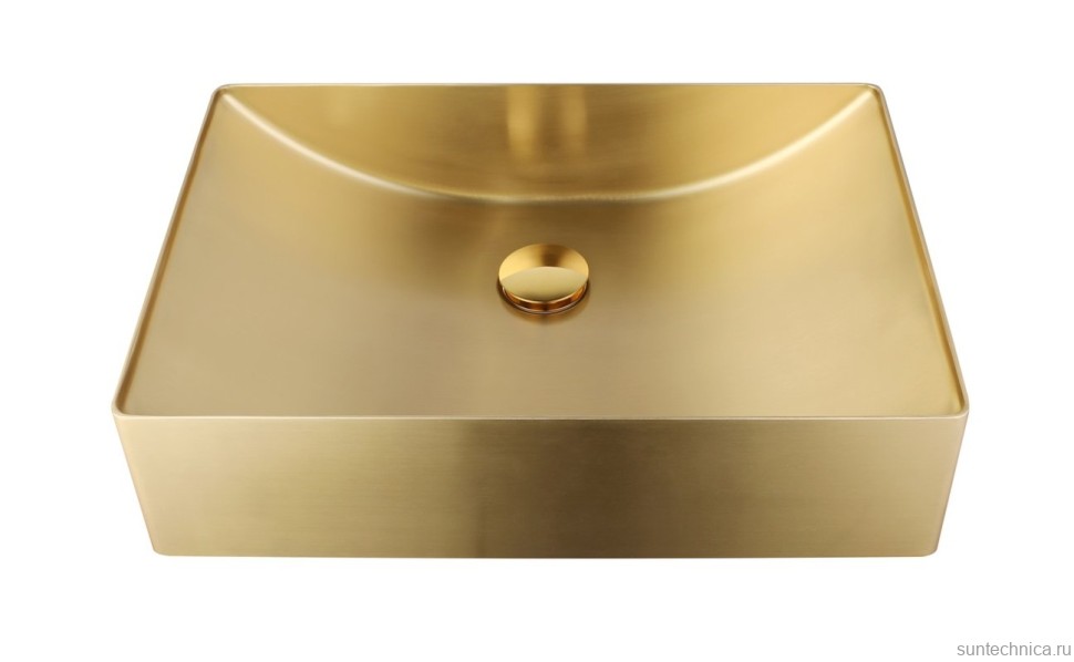 Накладная раковина AltroBagno Futuro 001013 OrSp 50 матовое золото, прямоугольная, нержавеющая сталь