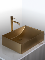 Накладная раковина AltroBagno Futuro 001013 OrSp 50 матовое золото, прямоугольная, нержавеющая сталь