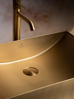 Накладная раковина AltroBagno Futuro 001013 OrSp 50 матовое золото, прямоугольная, нержавеющая сталь