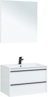 Тумба с раковиной Aquanet Lino 80 белый матовый