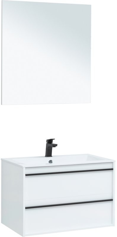 Тумба с раковиной Aquanet Lino 80 белый матовый