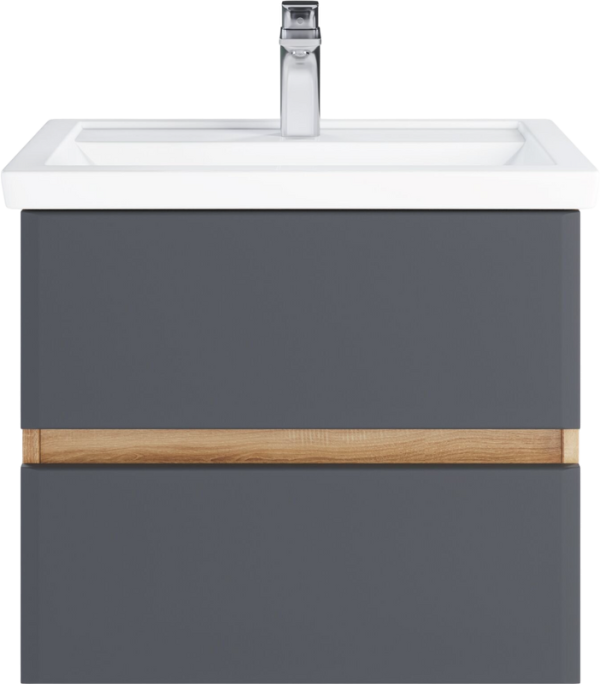 Тумба с раковиной SanStar Инфинити 60 подвесная, дуб сонома светлый, графит софт, раковина Фостер