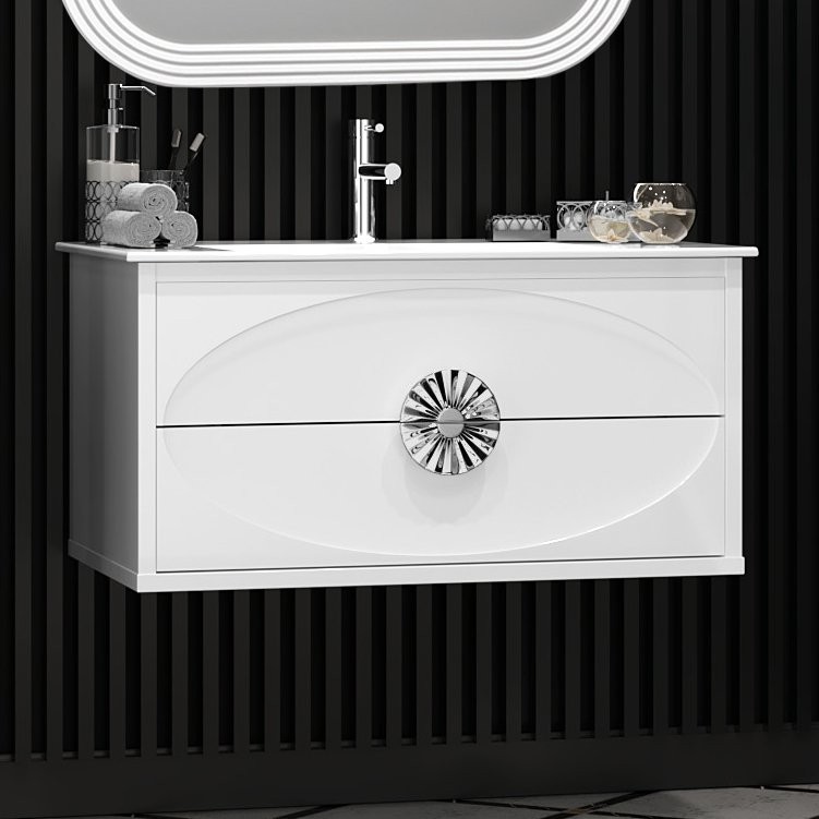 Тумба под раковину Opadiris Ибица 90 подвесная, фурнитура хром