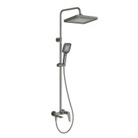 Душевая стойка Cezares Liner CVD-GM со смесителем и изливом, оружейная сталь