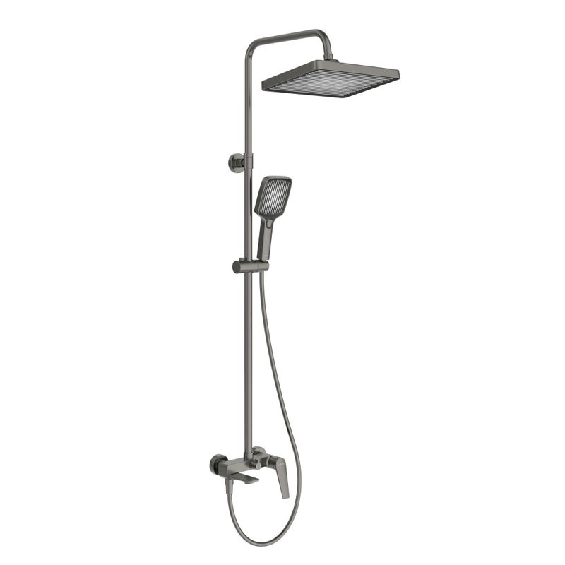 Душевая стойка Cezares Liner CVD-GM со смесителем и изливом, оружейная сталь