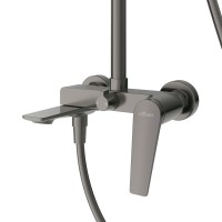 Душевая стойка Cezares Liner CVD-GM со смесителем и изливом, оружейная сталь