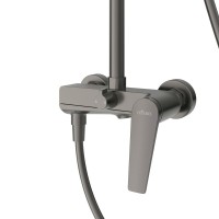 Душевая стойка Cezares Liner CVD-GM со смесителем и изливом, оружейная сталь