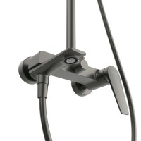 Душевая стойка Cezares Liner CVD-GM со смесителем и изливом, оружейная сталь