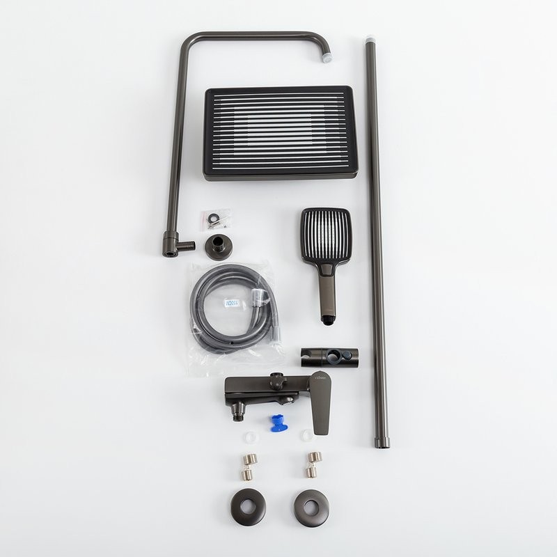 Душевая стойка Cezares Liner CVD-GM со смесителем и изливом, оружейная сталь