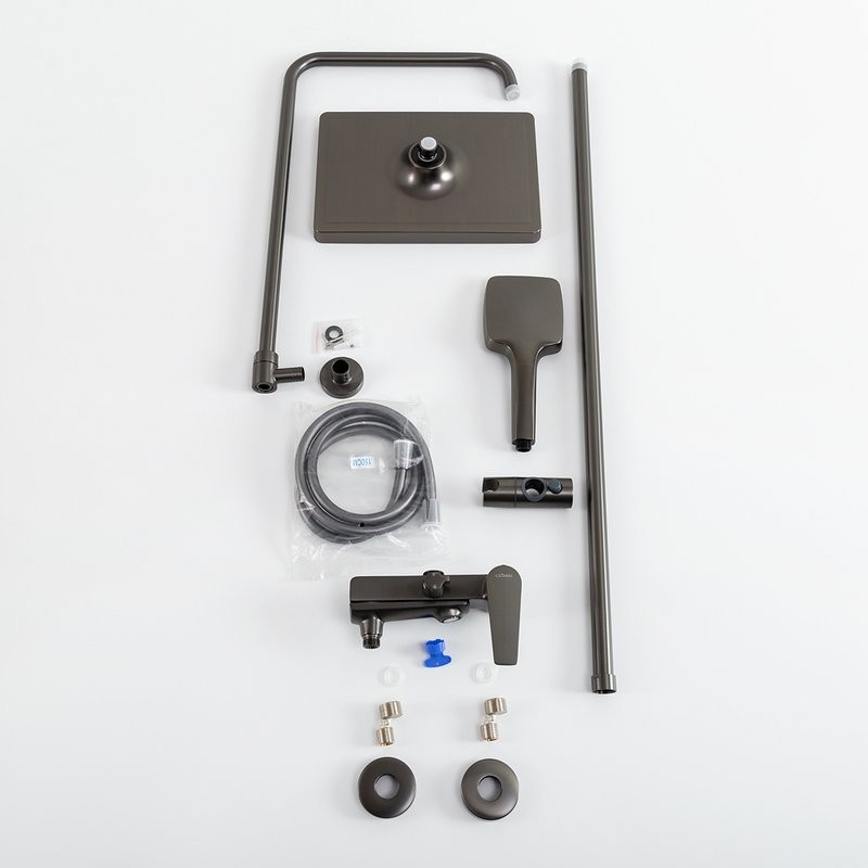 Душевая стойка Cezares Liner CVD-GM со смесителем и изливом, оружейная сталь